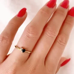 Safir diamantring i 14 karat guld 0,22 ct 0,04 ct