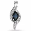 Safir diamantvedhæng i 14 karat hvidguld 0,04 ct 0,34 ct