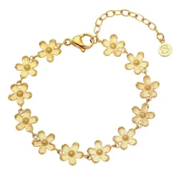 Sistie2ND Camelia blomst armbånd i forgyldt stål