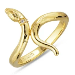 Slange zirkon ring i forgyldt sølv