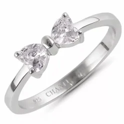 Sløjfe zirkon ring i sølv