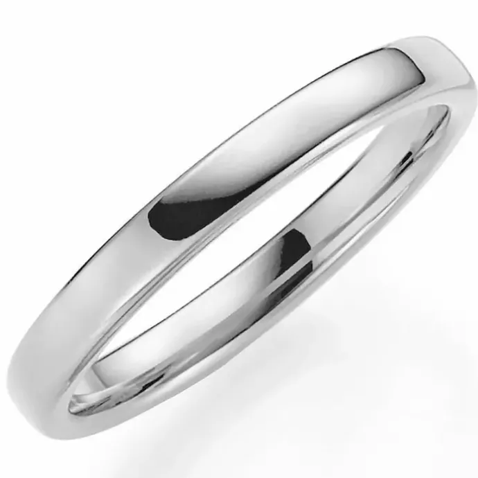 Smal 3 mm vielsesring i 9 karat hvidguld