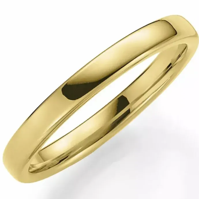 Smal 3 mm vielsesring i 9 karat guld