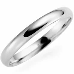 Smal 3 mm vielsesring i 14 karat hvidguld