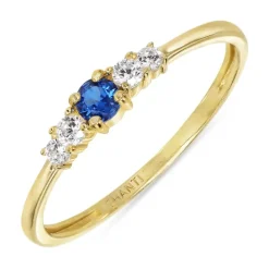 Smal blå zirkon ring i 9 karat guld