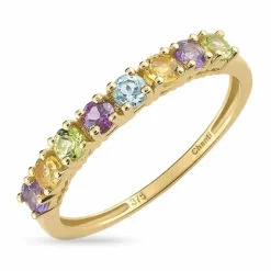 Smal multifarvet ring i 8 karat guld