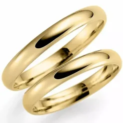 Smalle 3 mm vielsesringe i 9 karat guld - sæt