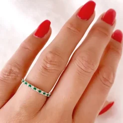 Smaragd diamantring i 14 karat hvidguld 0,15 ct 0,10 ct
