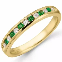 Smaragd diamantring i 14 karat guld 0,14 ct 0,14 ct
