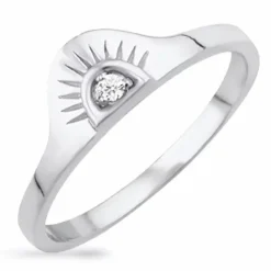 Sol zirkon ring i sølv