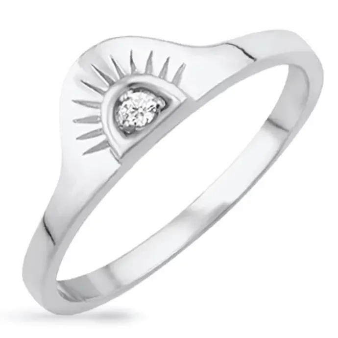 Sol zirkon ring i sølv