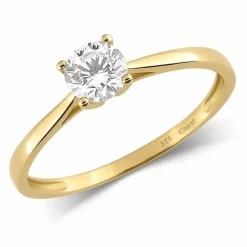 Solitairering i 9 karat guld