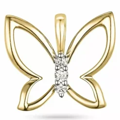Sommerfugle diamant vedhæng i 9 karat guld 0,04 ct