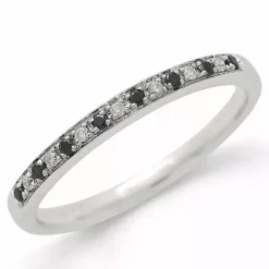 Sort diamant alliancering i 14 karat hvidguld 0,04 ct 0,05 ct