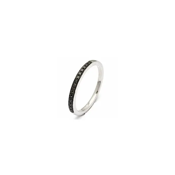 Sort diamant ring i 14 karat hvidguld 0,09 ct