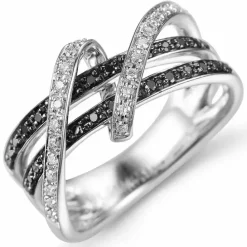 Sort diamant ring i 14 karat hvidguld 0,16 ct 0,19 ct