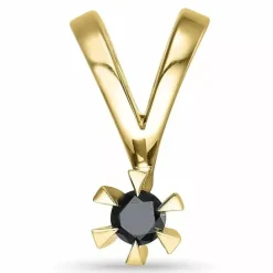 Sort diamant vedhæng i 14 karat guld 0,10 ct