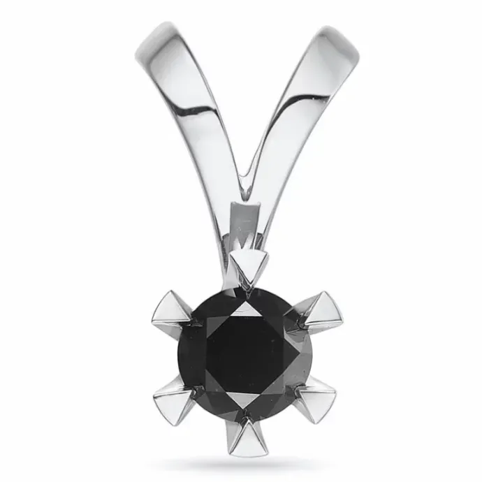 Sort diamant vedhæng i 14 karat hvidguld 0,50 ct