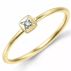 Stjerne diamantring i 9 karat guld.- og hvidguld 0,01 ct