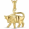 Stjernetegn tyren halskæde i forgyldt sølv med vedhæng i 8 karat guld