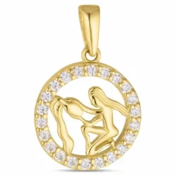 Stjernetegn vandmanden zirkon vedhæng i 8 karat guld