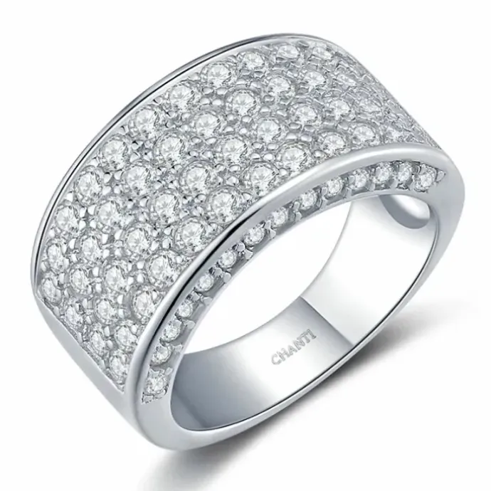 Stor hvid zirkon ring i sølv