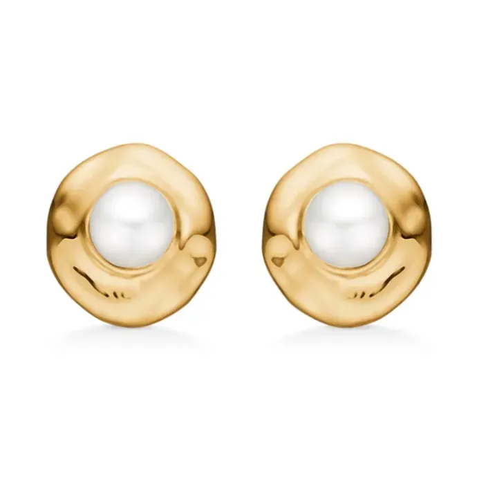 Studio Z Essence perle ørestikker i forgyldt sølv