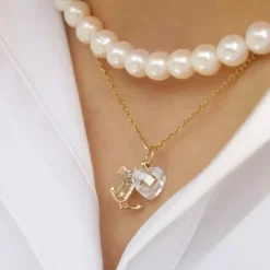 Tro-håb-kærlighed hvid zirkon vedhæng i 9 karat guld
