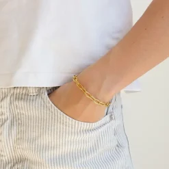 Vandfast armbånd i forgyldt stål 17 cm x 5,9 mm - OCEANA