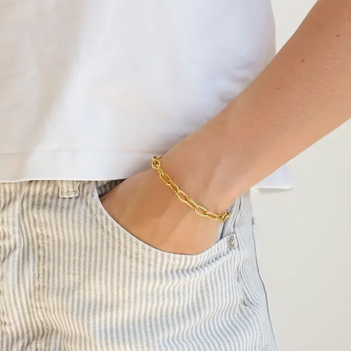 Vandfast armbånd i forgyldt stål 17 cm x 5,9 mm - OCEANA