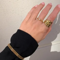 Vandfast armbånd i forgyldt stål 16 cm + 5 cm x 6 mm - OCEANA