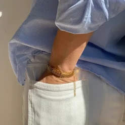 Vandfast armbånd i forgyldt stål 16 cm + 5 cm x 6 mm - OCEANA
