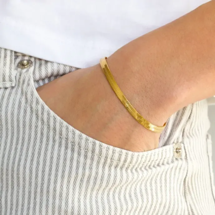 Vandfast armbånd i forgyldt stål 16 + 5 cm x 4,0 mm - OCEANA