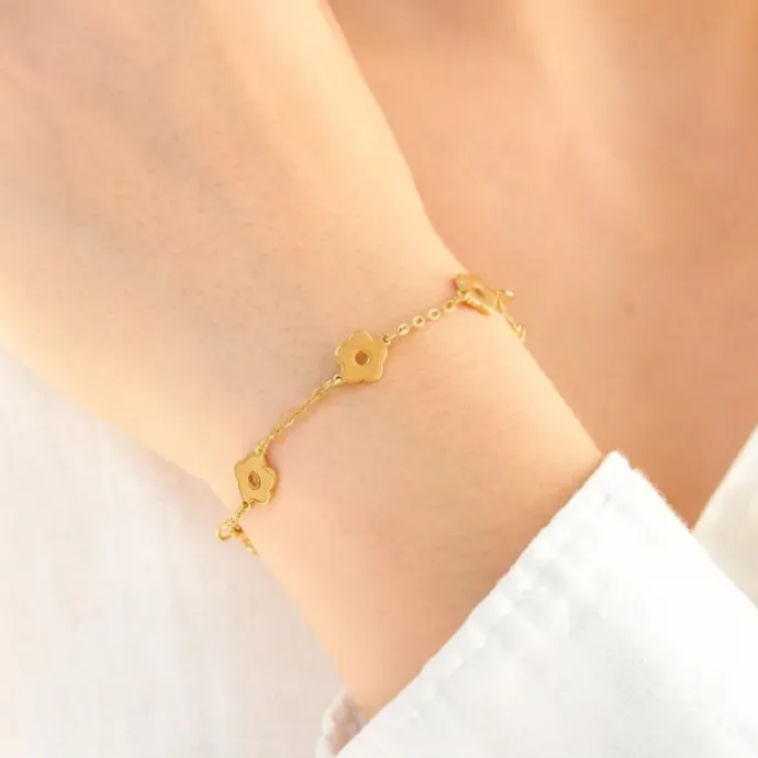 Vandfast blomster armbånd i forgyldt stål - OCEANA