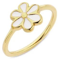 Vandfast blomster ring i forgyldt stål - OCEANA