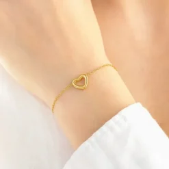 Vandfast hjerte armbånd i forgyldt stål - OCEANA