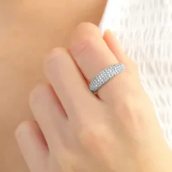 Vandfast zirkon ring i stål - OCEANA
