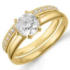 Zirkon forgyldt fingerring i forgyldt sølv