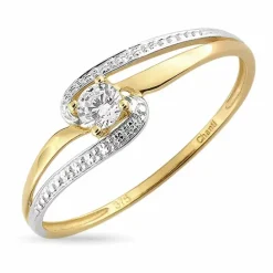 Zirkon ring i 9 karat guld med 9 karat hvidguld