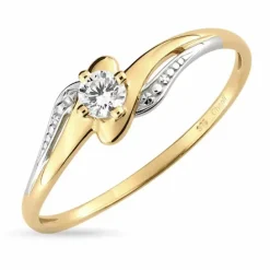 Zirkon ring i 9 karat guld med 9 karat hvidguld