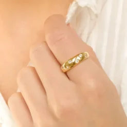 Zirkon ring i forgyldt sølv