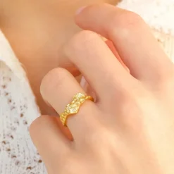 Zirkon ring i forgyldt sølv