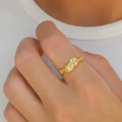 Zirkon ring i forgyldt sølv