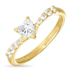 Zirkon ring i forgyldt sølv