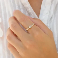 Zirkon ring i forgyldt sølv