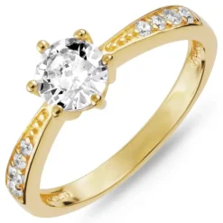 Zirkon ring i forgyldt sølv