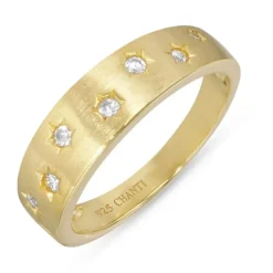 Zirkon ring i forgyldt sølv