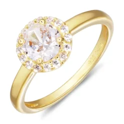 Zirkon ring i forgyldt sølv