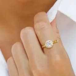 Zirkon ring i forgyldt sølv