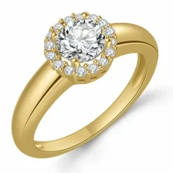 Zirkon ring i forgyldt sølv
